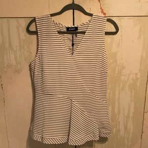 Black and White Stripe Peplum Tank